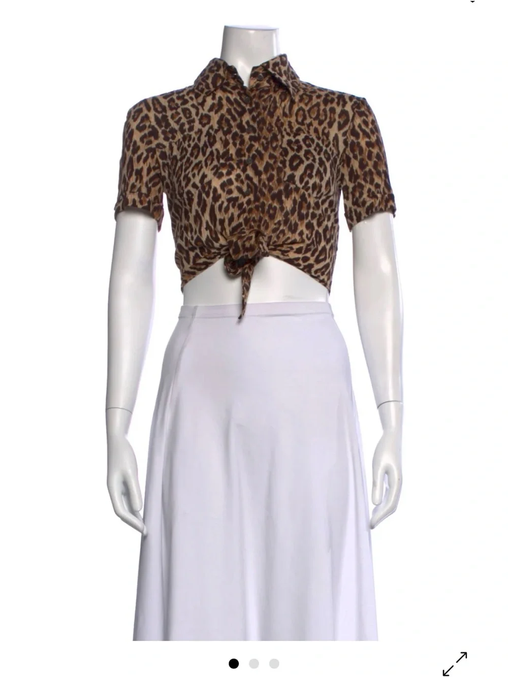 D&G Dolce & Gabbana Leopard Print Tie-Front Cropped Button-Down Shirt